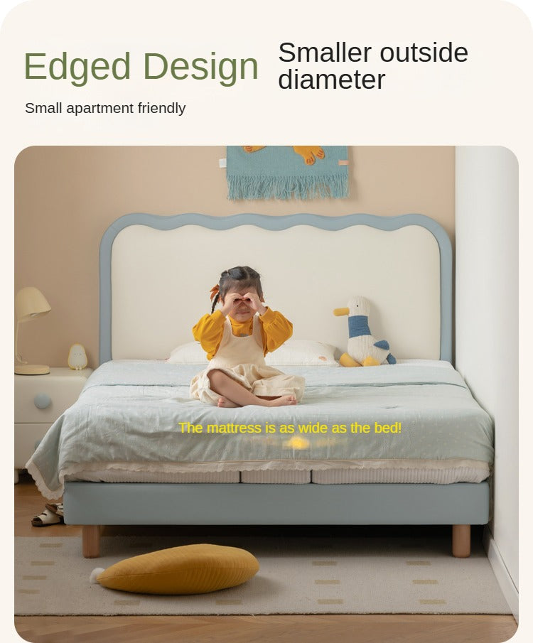 Organic Leather Kids Soft Bed - Comfortable & Durable Toddler Bed for Boys & Girls | Perfect for Nursery, Bedroom & Playroom