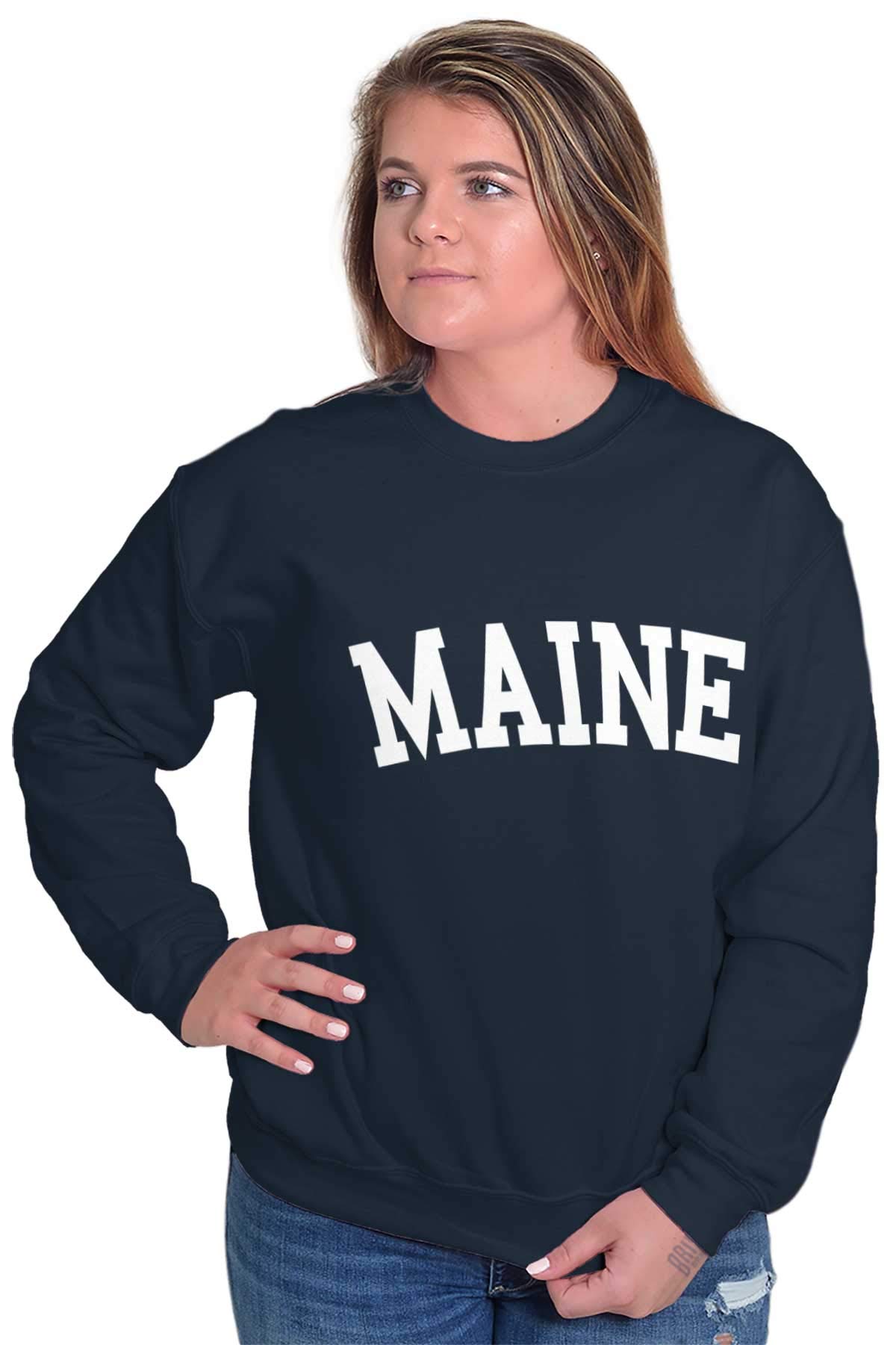 Maine Simple Traditional Classic Unisex Sweatshirt - Cozy Pullover for Men & Women - Perfect for Casual Wear, Outdoor Activities & Layering in Cold Weather