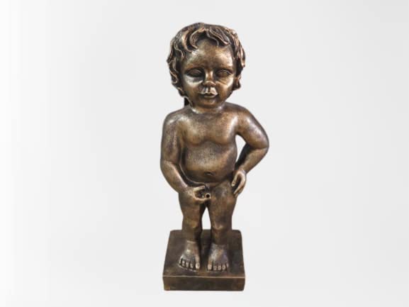 24 Inch Tall Belgium Boy Manneken Pis Pond Statue - Gold Polyresin Spitter Fountain for Water Gardens & Outdoor Decor | Perfect for Backyard Ponds, Patio Water Features & Landscape Sculptures