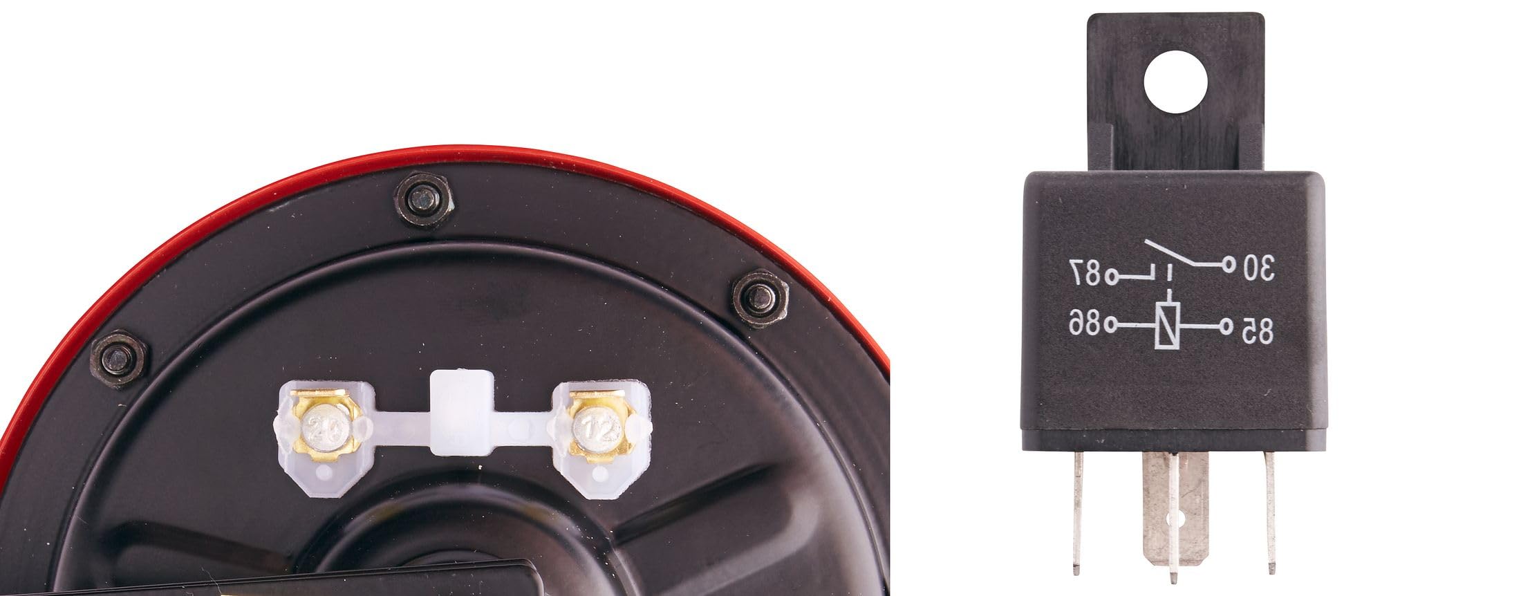HELLA 003399801 Supertone 12V High/Low Tone Twin Horn Kit with Red Protective Grill - Loud Dual Horn Set for Cars, Trucks & Motorcycles - Perfect for Off-Roading, Emergency Vehicles & Custom Upgrades