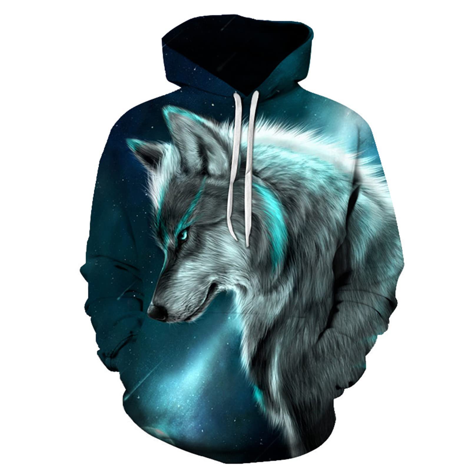 **Cool Wolf Hoodies for Men & Women - Stylish Bright Wolf Print Pullover Sweatshirt for Spring & Autumn | Casual Wear, Street Fashion, Outdoor Activities**