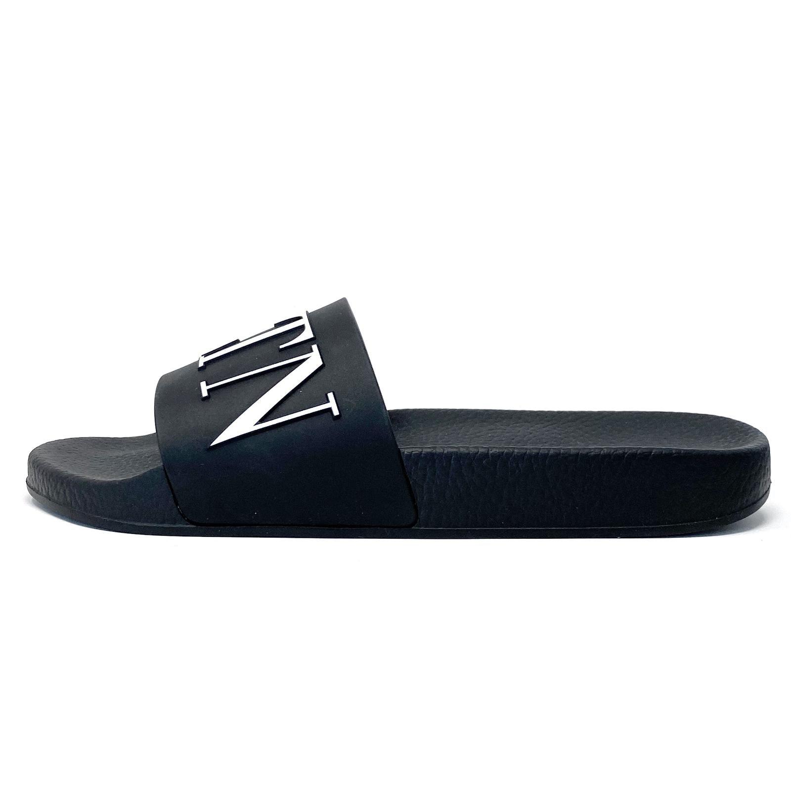 Valentino Black VLTN Slides Size 40 - Luxury Designer Sandals for Men & Women | Perfect for Summer, Beach, and Casual Outfits