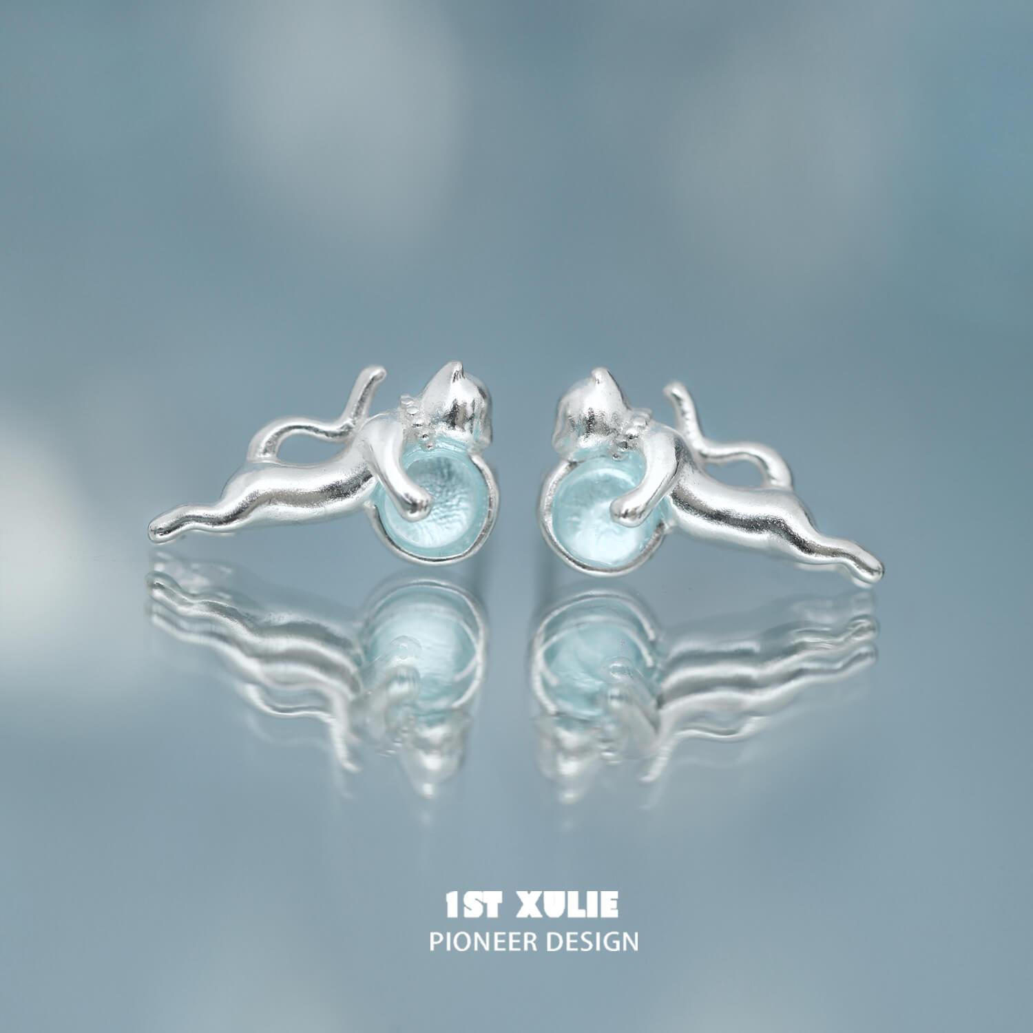 Lucky Cat S925 Sterling Silver Crystal Earrings - Elegant Handmade Jewelry for Women | Perfect Gift for Birthday, Anniversary & Special Occasions | Boho Chic & Party Wear Accessories