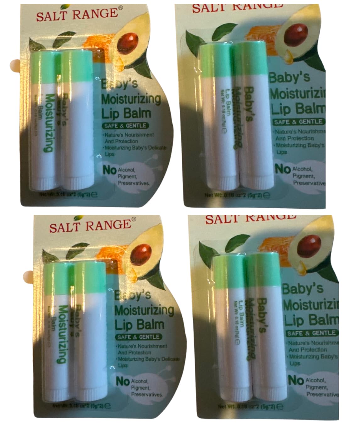 Salt Range Baby's Moisturizing Lip Balm Set - 4 Pack (0.27 oz Each) | Alcohol-Free, No Pigments or Preservatives | Gentle Care for Dry & Chapped Lips - Perfect for Babies, Kids & Sensitive Skin