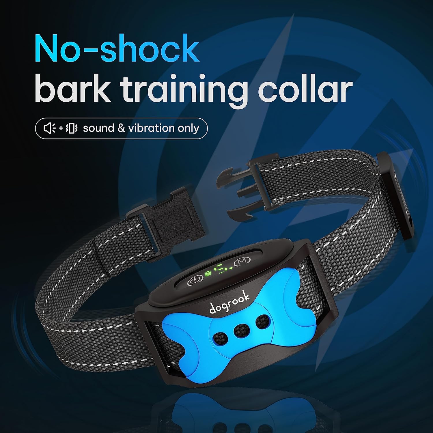 Smart No Shock Dog Bark Collar - Rechargeable Anti Bark Training Collar with Beep & Vibration for Small, Medium & Large Dogs (12-110 lbs) - Perfect for Home, Yard & Travel Use