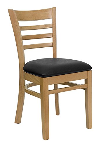 Black Vinyl Seat/Natural Wood Frame