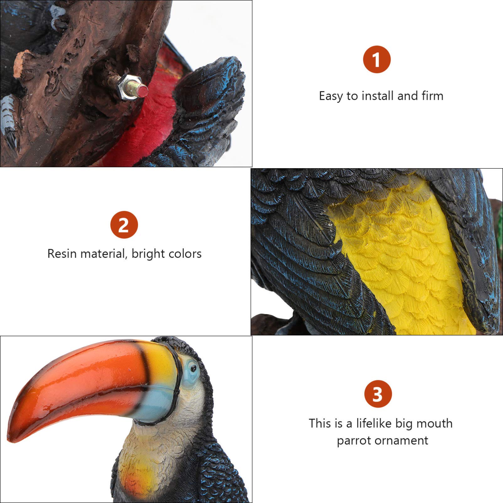 DOITOOL Large Resin Parrot Garden Sculpture - Big Mouth Parrot Ornament for Outdoor Decor, Bird-Themed Yard Art, and Tropical Backyard Scene Decoration | Perfect for Patio, Lawn, and Garden Landscaping