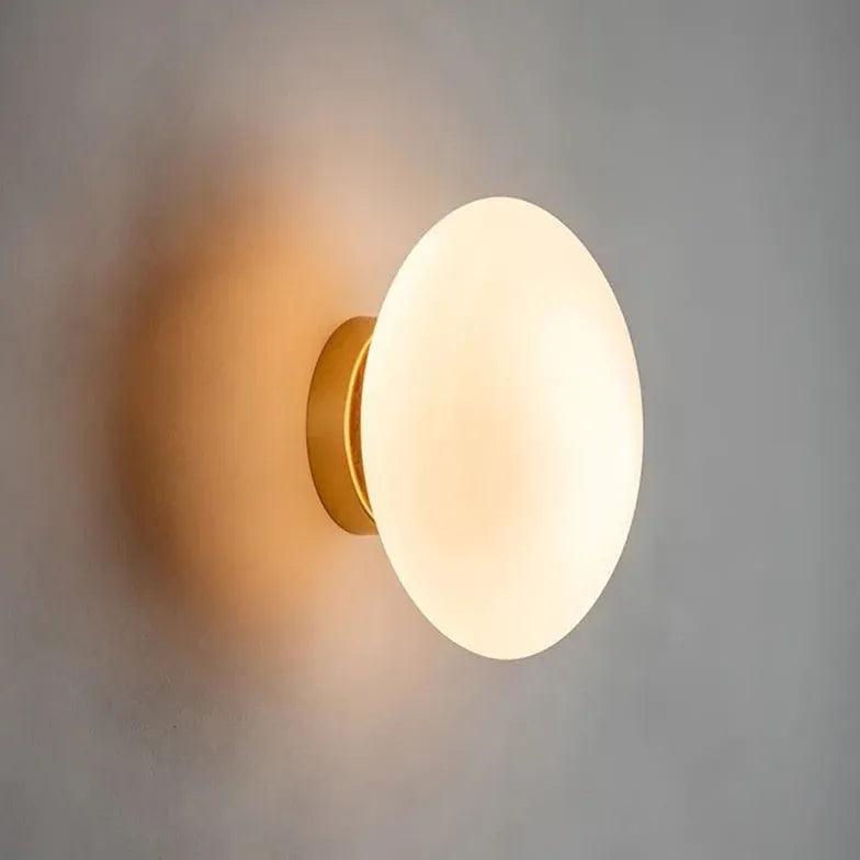 Modern Flush Mount Wall Light - White Glass LED Fixture for Bedroom, Hallway & Living Room Lighting