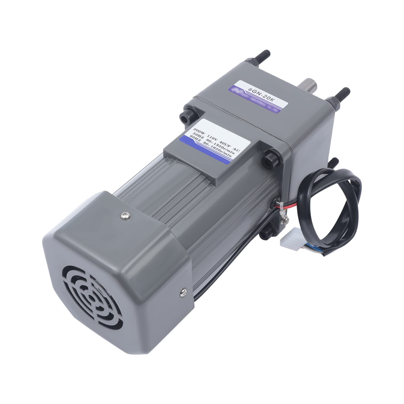110V 200W 20K High Torque AC Gear Motor - Single-Phase 24.1Nm Electric Gear Reducer with 0-68 RPM Adjustable Speed Controller - Perfect for Conveyor Systems, Packaging Machines & Industrial Automation Equipment