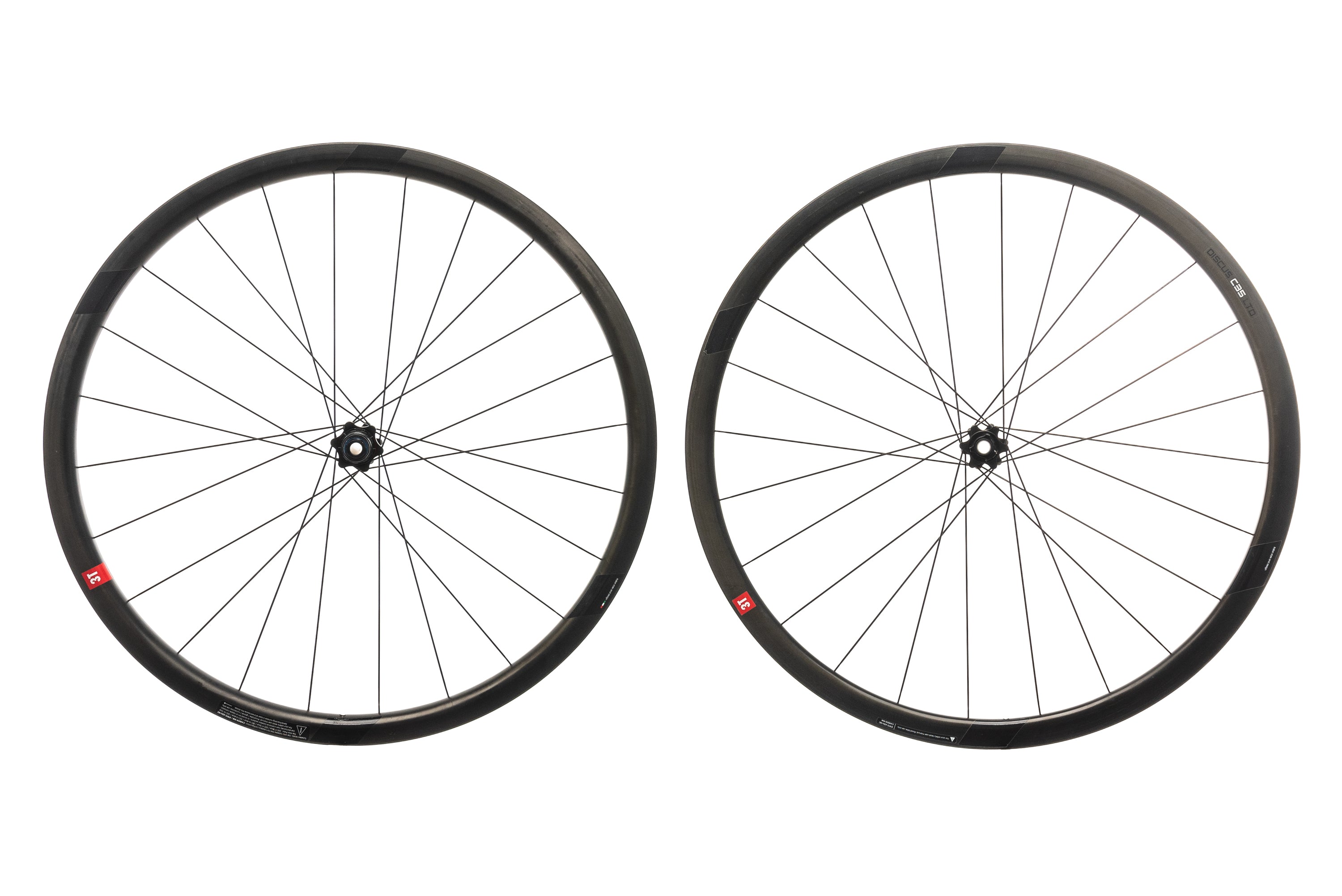 3T Discus C35 LTD Disc Carbon Clincher 700c Wheelset - Lightweight Aero Road Bike Wheels for Racing & Performance Cycling