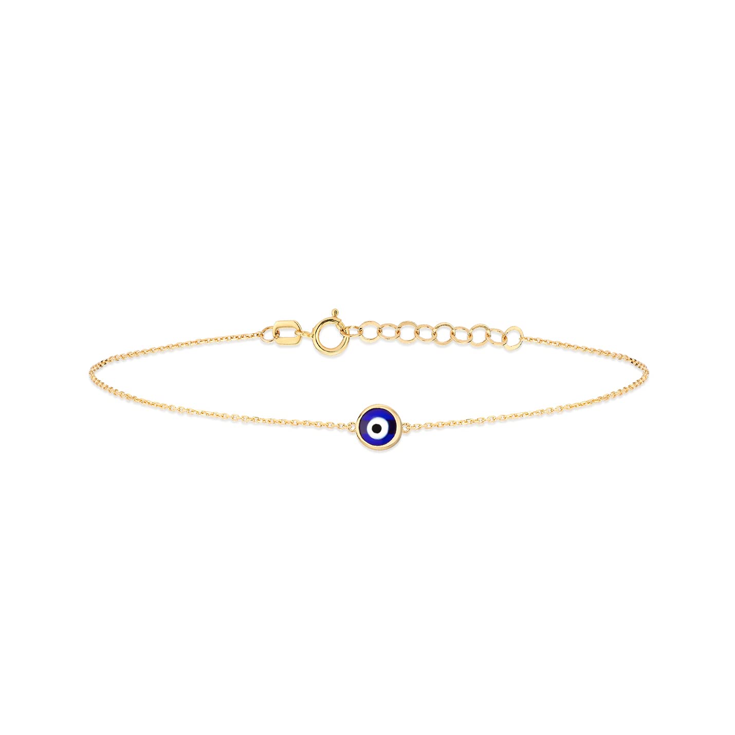 14K Solid Gold Mini Evil Eye Bracelet for Women - Protection Charm Jewelry Gift for Birthday, Travel & Good Luck