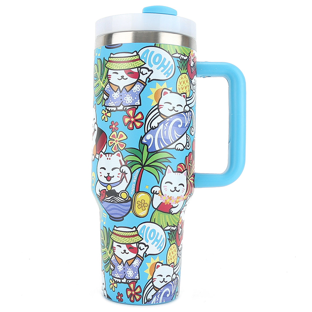 40oz Insulated Stainless Steel Tumbler with Lid & Straw - Leakproof Vacuum Sealed Double Wall Thermal Cup for Hot & Cold Drinks - Perfect for Office, Gym, Travel & Outdoor Activities - Neko Teal Color