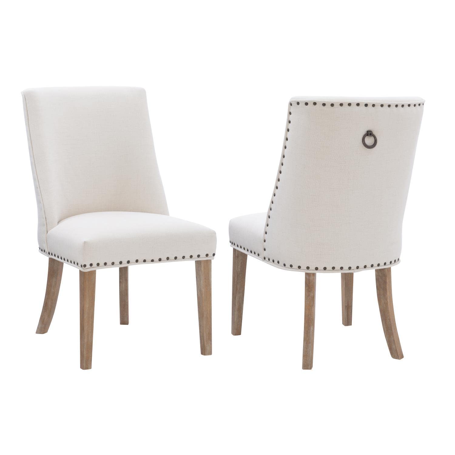 Adler Dining Chair Set of 2 - Natural Wooden Chairs for Kitchen, Dining Room & Breakfast Nook - Modern Farmhouse Style Seating