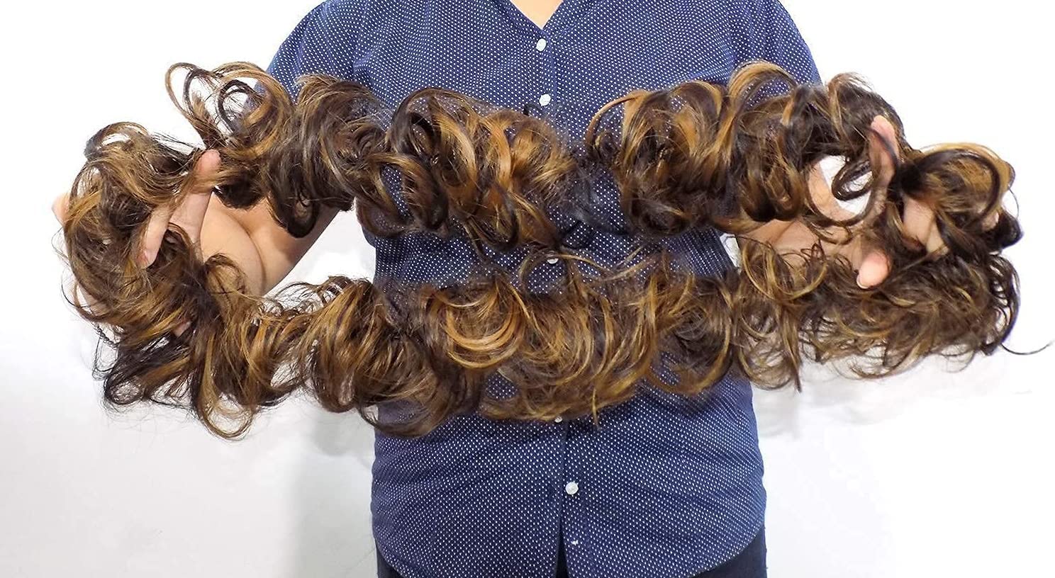 OAHU Frill Hair Extensions for Ponytail & Bun - Juda Maker Clip-in Hair Extensions (1 Pack, Golden Highlight) - Perfect for Parties, Weddings & Everyday Styling