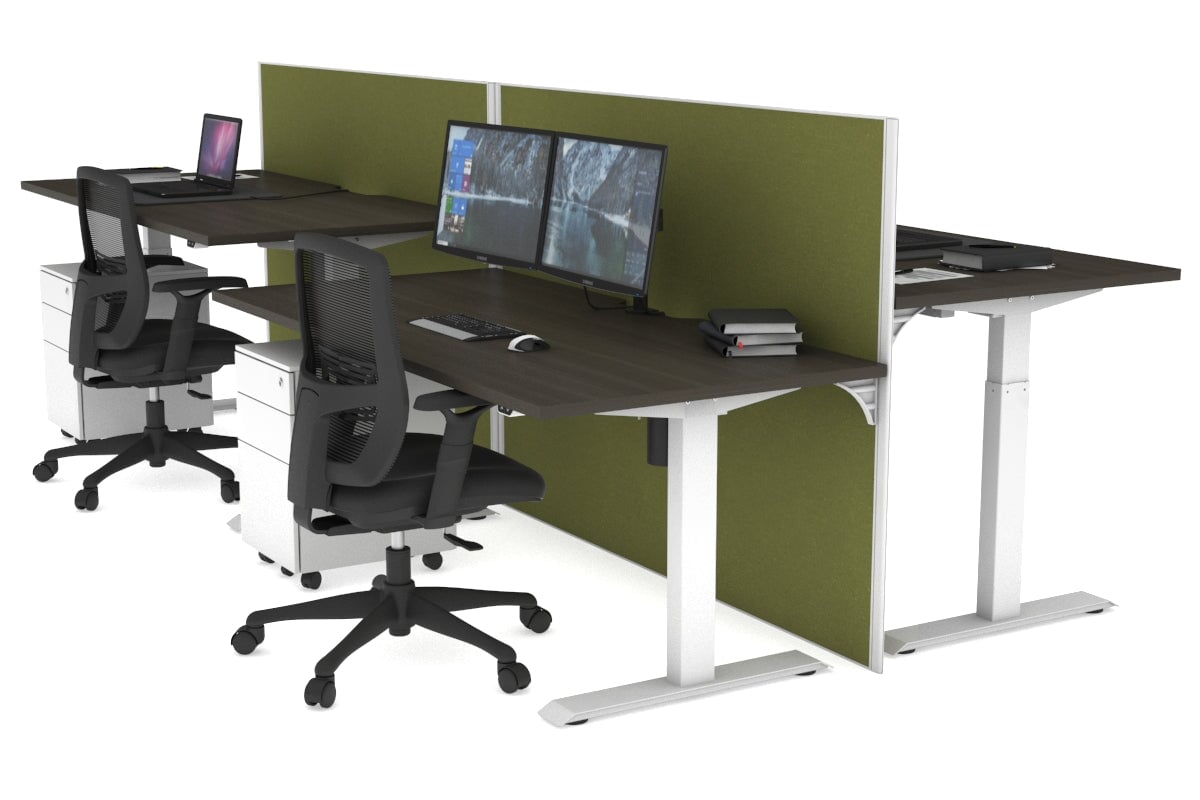 Just Right Height Adjustable 4-Person Workbench | 1400L x 800W Office Desk with Cable Management | Perfect for Team Collaboration & Computer Workstations