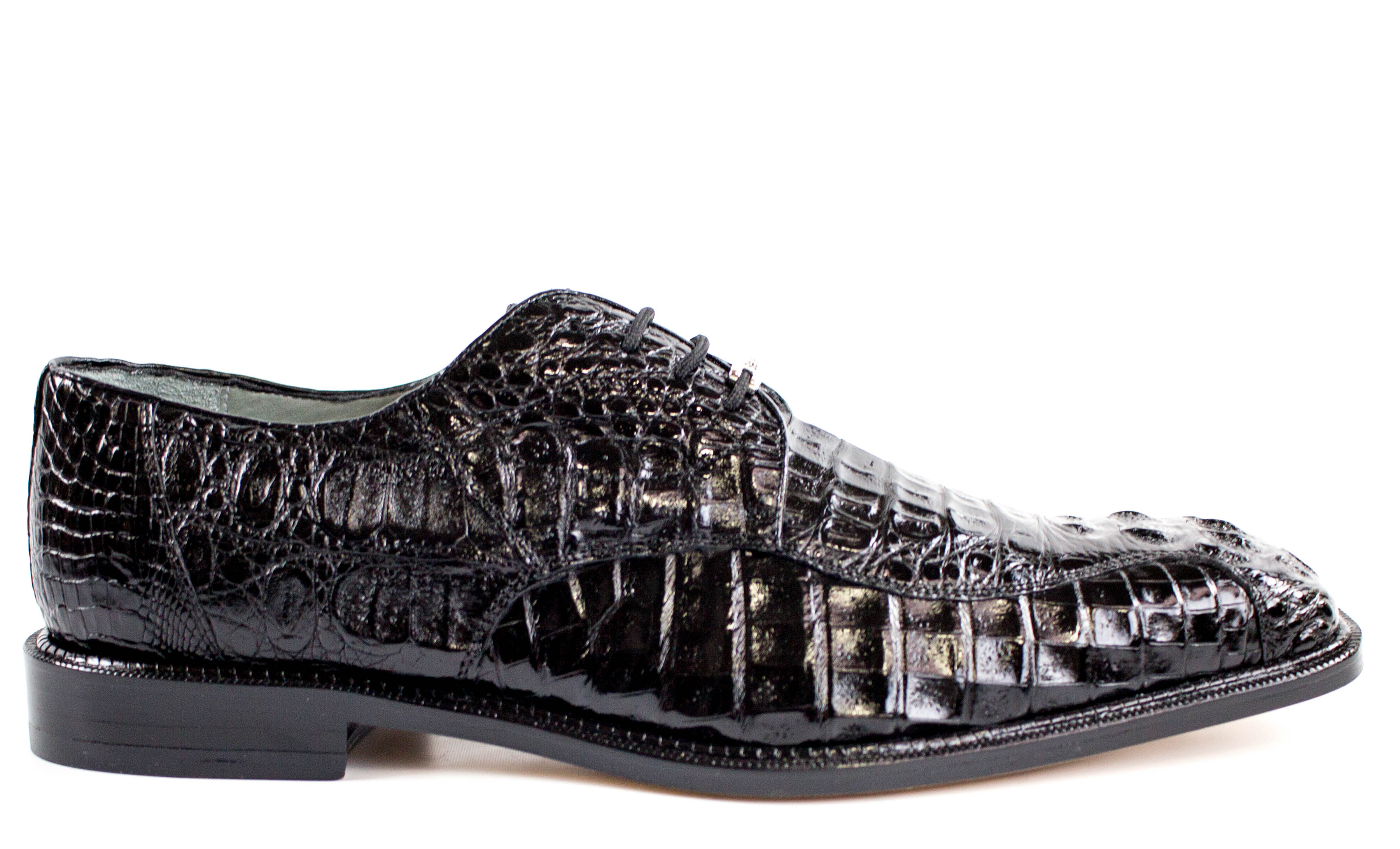 Belvedere Chapo Genuine Hornback Caiman Dress Shoes for Men - Black 1465 | Premium Luxury Formal Shoes for Business, Weddings & Special Occasions