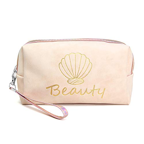 Portable Makeup Case for Women - Small Cosmetic Bag with Zipper, Travel Organizer Purse & Wristlet Pouch (Beauty Ivory) | Perfect for Travel, Gym & Daily Essentials Storage