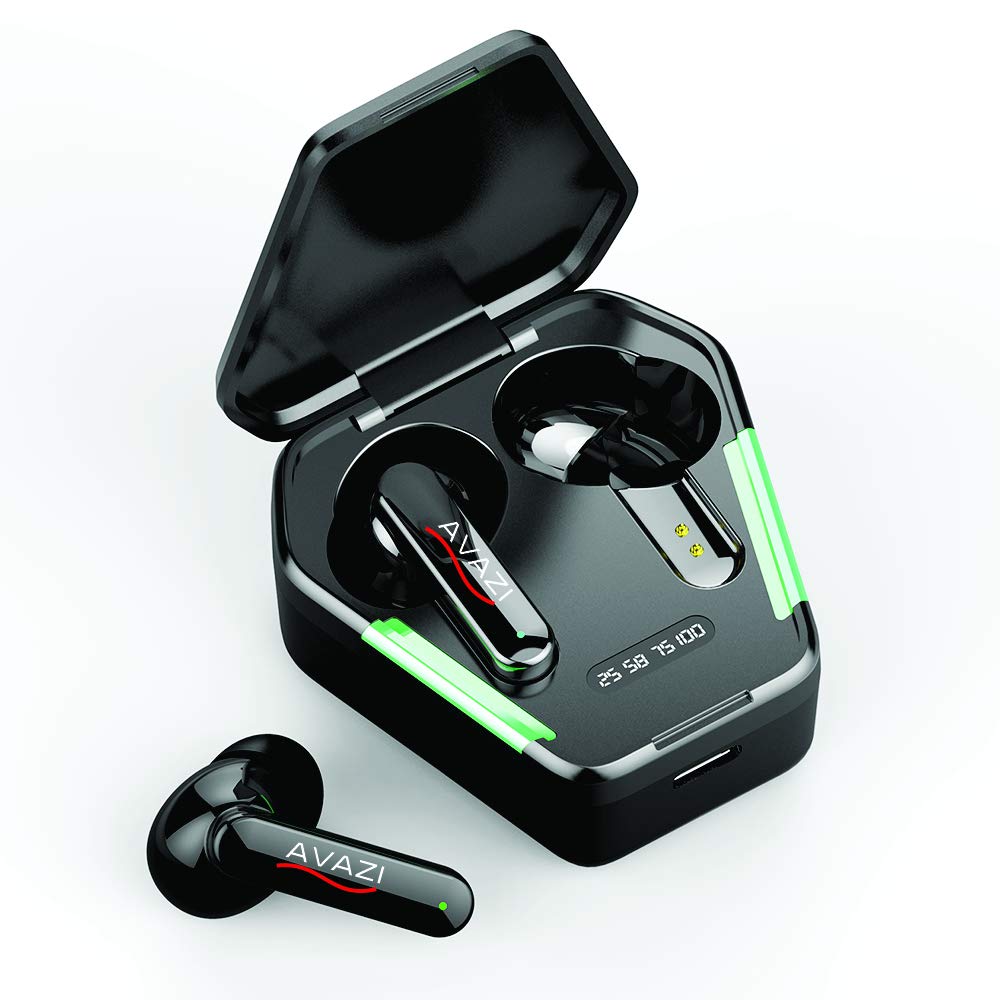 AVAZI GX10 HD True Wireless Earbuds - Bluetooth 5.1 Headphones with Stereo Sound, Built-in Mic, 50ms Ultra Low Latency, IPX5 Sweatproof for Sports, Running, Gym & Gaming - Perfect for Workouts, Commuting & Mobile Gaming