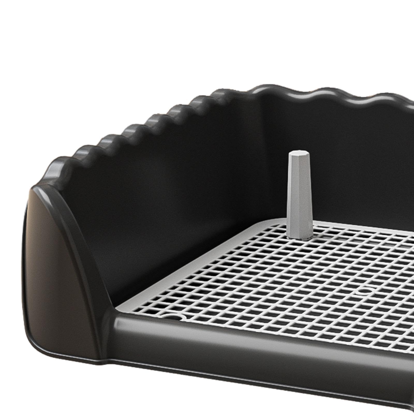 Portable Dog Toilet Pee Pad Holder - Anti-Splash Training Potty Tray with Removable Post for Puppies, Rabbits & Small Pets (Black) - Ideal for Indoor Housebreaking & Pet Cage Use
