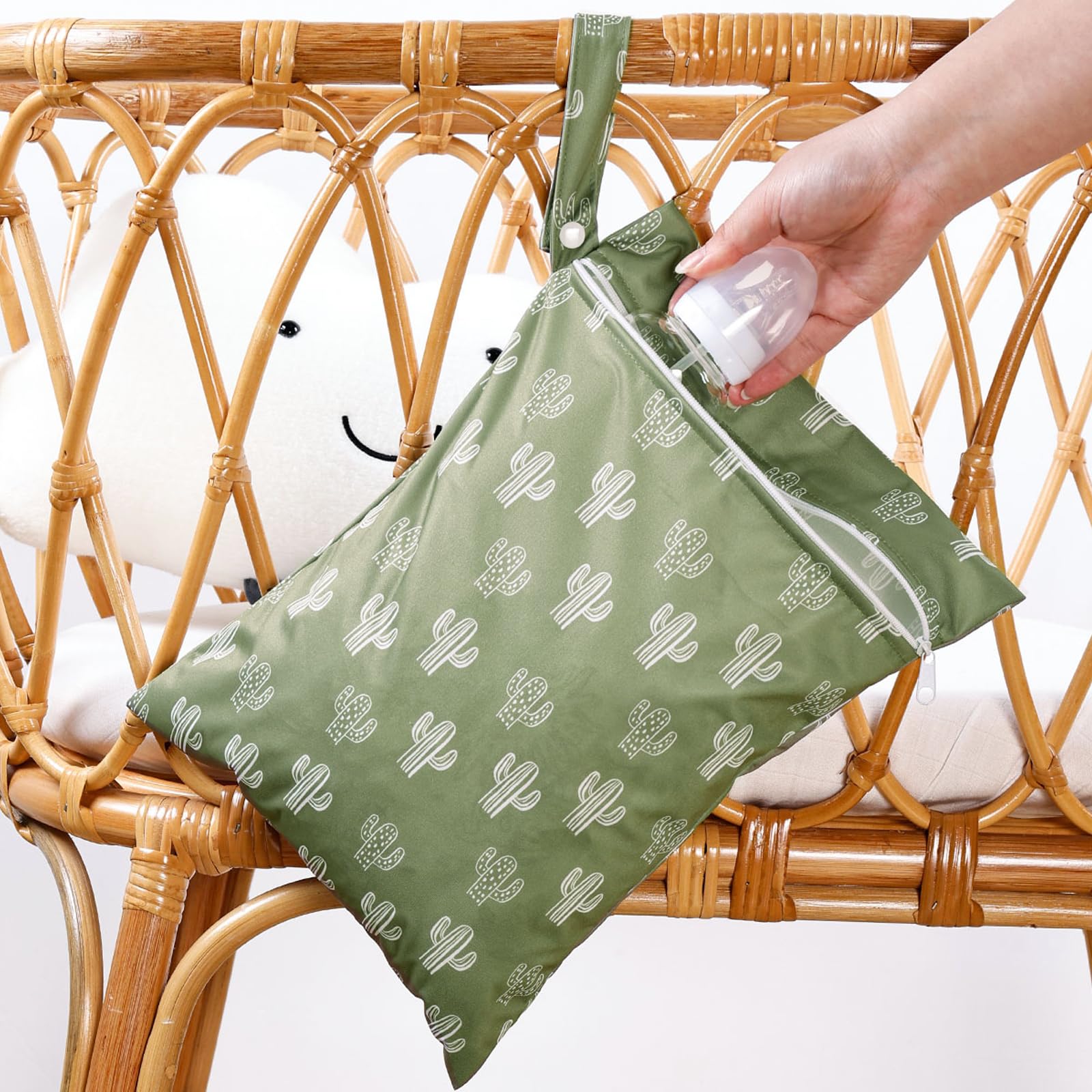 2-Pack Waterproof Wet Bags - Cactus & Animal Print Reusable Pouch for Swimsuits, Diapers, Gym Clothes, Beach Towels (10.2x14.4 Inches) | Perfect for Pool, Travel, Baby Care & Sports Gear Storage