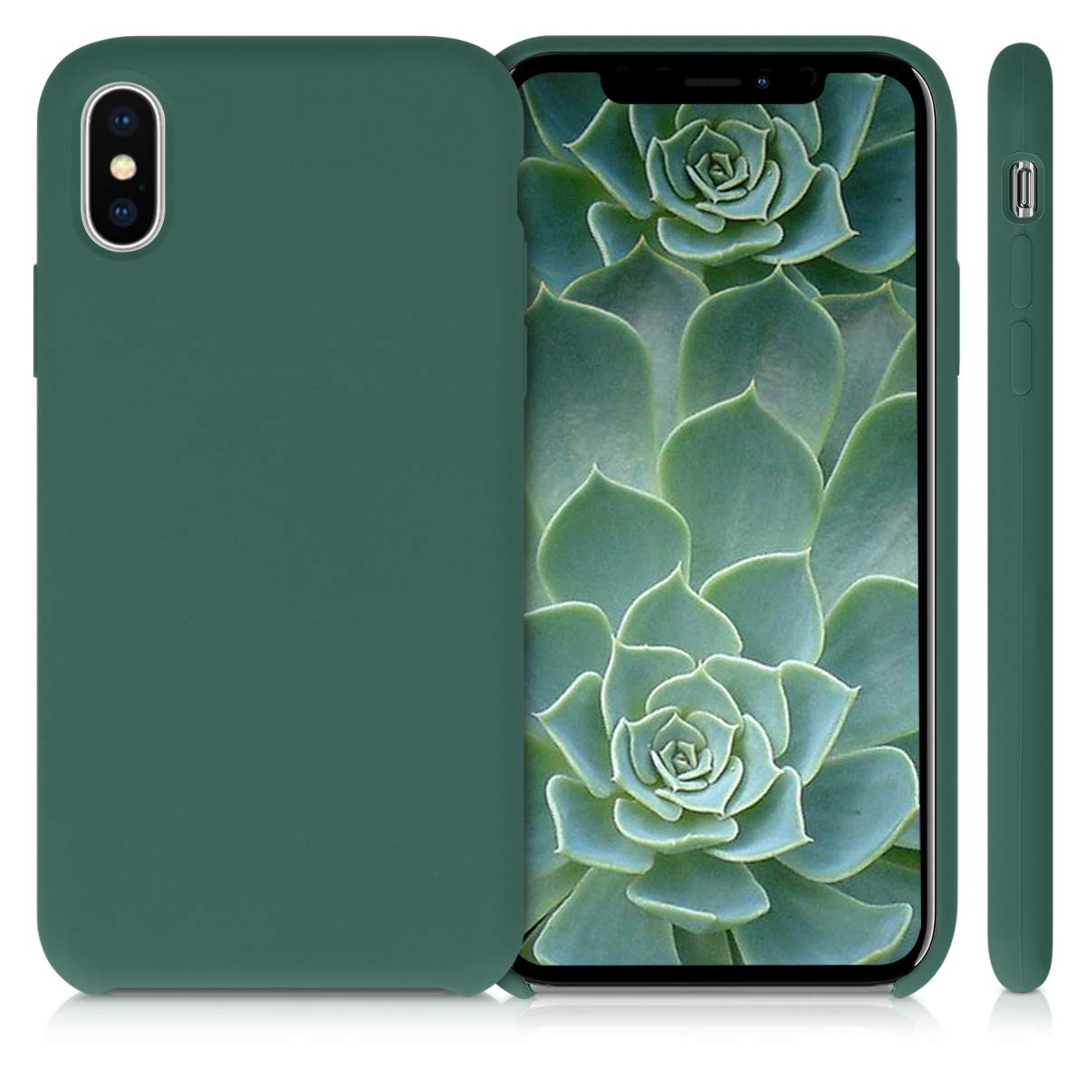 kwmobile TPU Silicone Phone Case for Apple iPhone X - Soft Protective Cover in Forest Green - Perfect for Everyday Use, Travel & Outdoor Activities