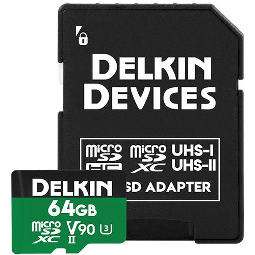 Delkin Devices 64GB POWER UHS-II microSDXC Memory Card with Adapter - High Speed for 4K Video, DSLR Cameras, Drones & Action Cameras
