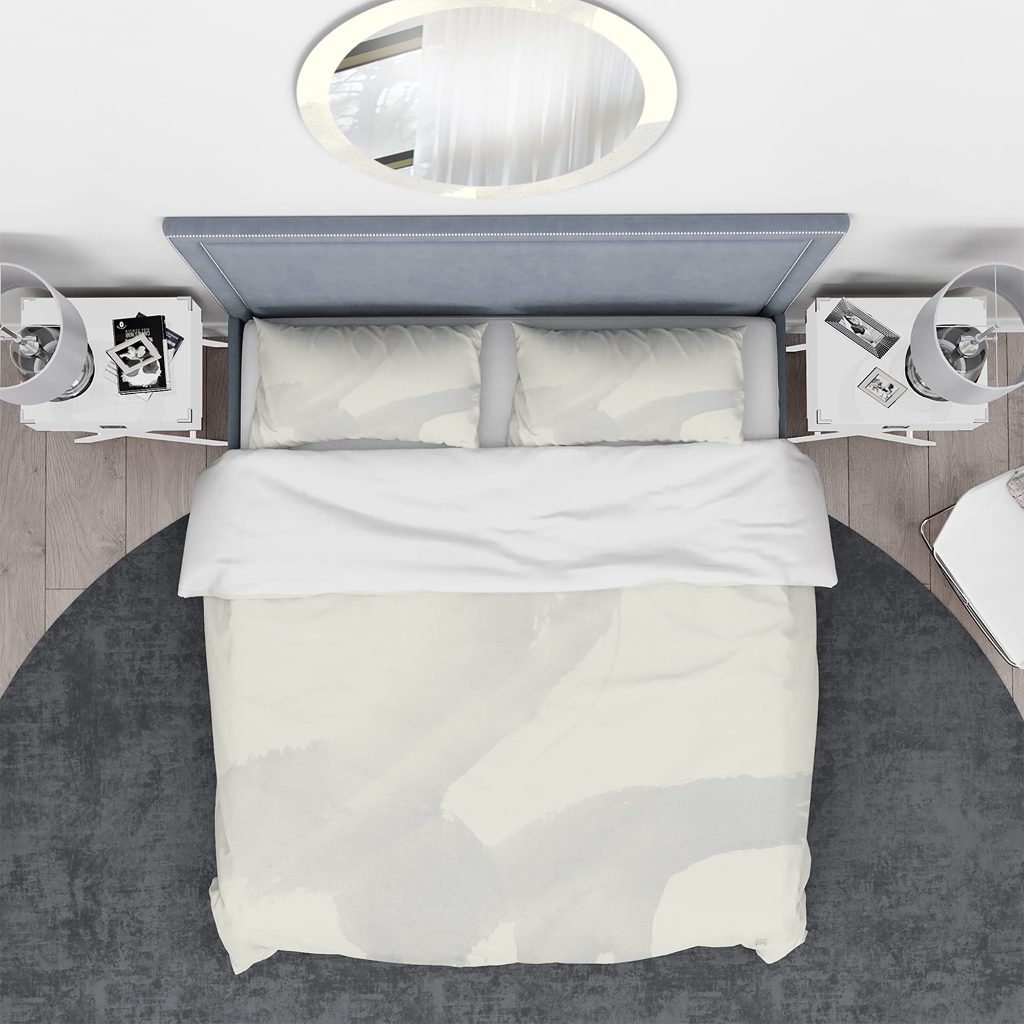 DesignQ Minimal Geometric Zen III Modern & Contemporary King Duvet Cover Set - 3 Piece Abstract Bedding in Grey | All Season Luxury Bedding for Master Bedroom & Guest Room Decor
