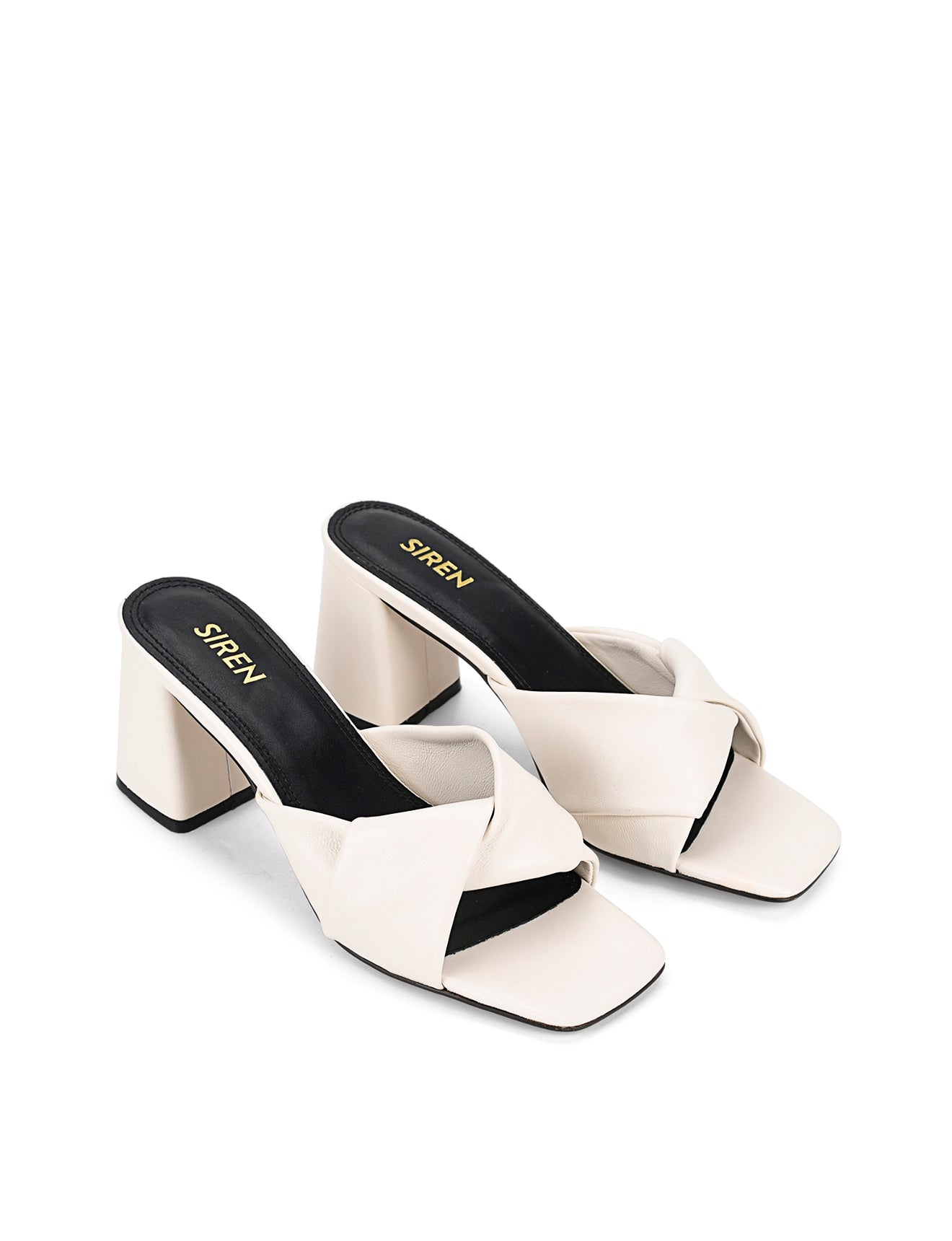 Stylish Story Block Heel Mules in Chalk White Leather - Perfect for Office Wear & Casual Outings