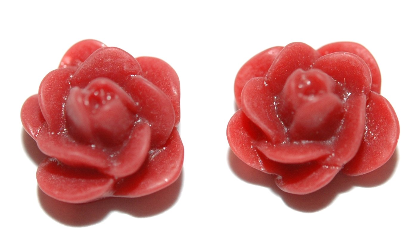 Mini Dark Red Rose Bud Stud Earrings for Women - Delicate Floral Jewelry Gift for Valentine's Day, Anniversary & Special Occasions (S383)
