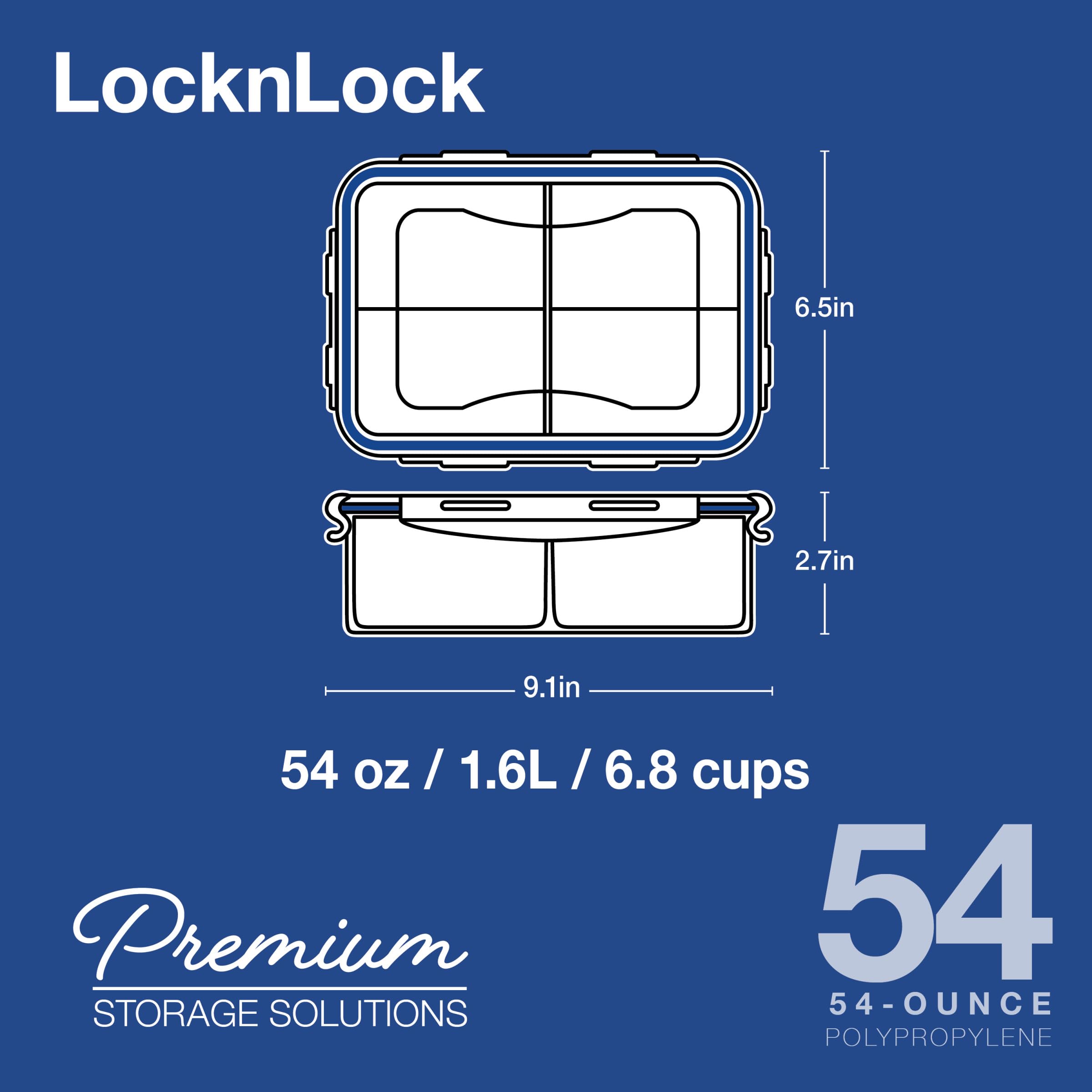 LOCK & LOCK Airtight Food Storage Containers with Lids - 54oz BPA-Free Plastic Kitchen Organizers for Meal Prep, Leftovers & Pantry Organization (Set of 4, Clear) - Perfect for Home, Office & Dorm Use