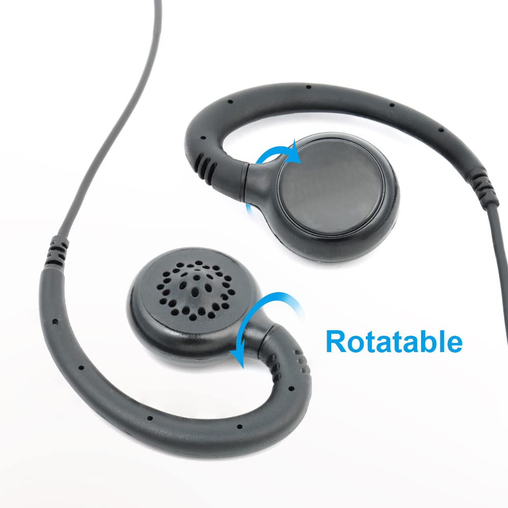 3.5mm C-Shape Walkie Talkie Earpiece with PTT Mic - Compatible with Motorola CLP1010/1040/1060 Two-Way Radios - Secure & Comfortable Radio Headset for Security Guards, Event Staff & Construction Workers
