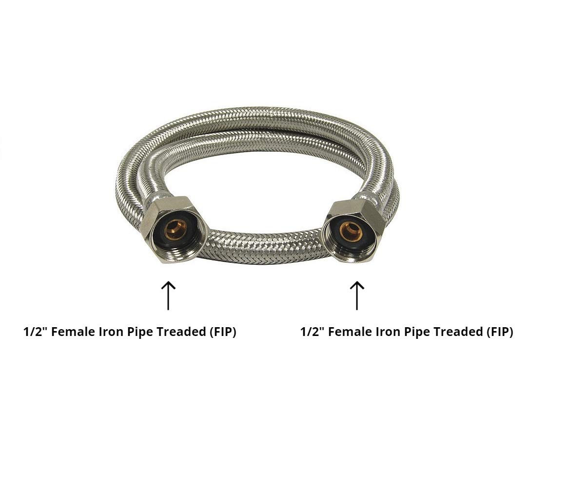 Stainless Steel Braided Faucet Water Supply Line - 24 Inch 1/2