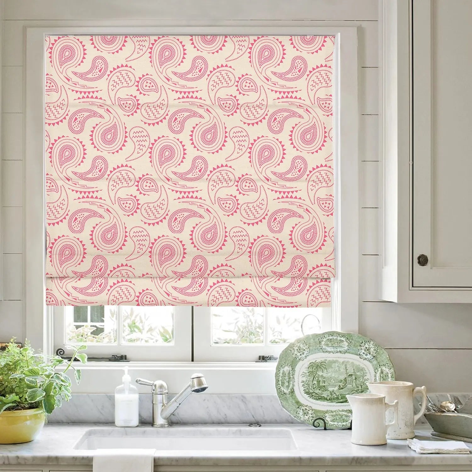 Printed Roman Shade Cord Lift - Elegant Window Treatment for Home & Office Decor | Easy Pull Cord System for Roman Blinds | Perfect for Living Rooms, Bedrooms & Offices