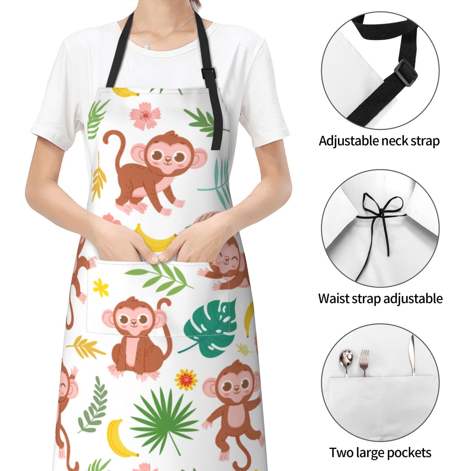 Waterproof Adjustable Apron with Pockets for Kitchen, Painting & Gardening