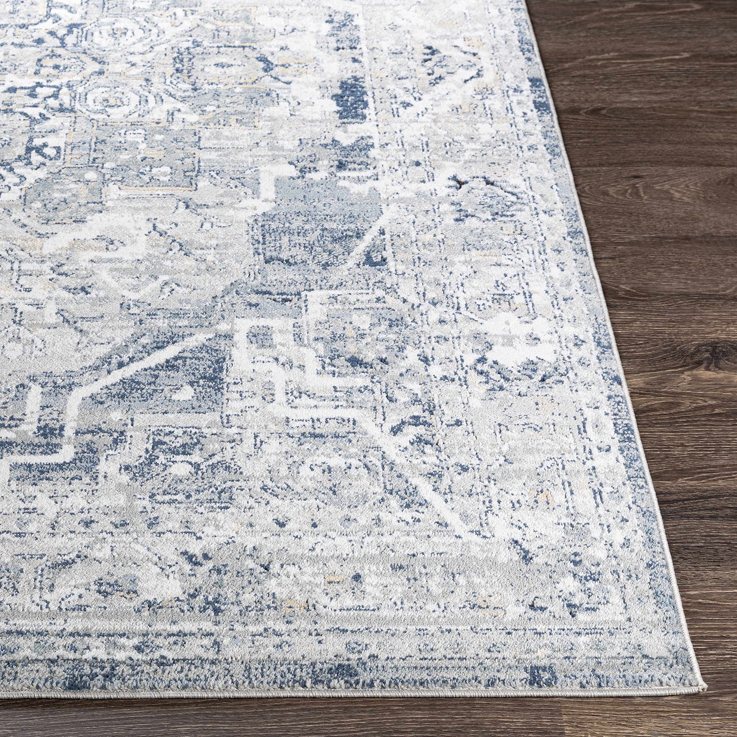 Hauteloom Tansley Traditional Area Rug 9' x 12' - Soft Gray Blue Black Living Room Bedroom Rug - Perfect for Home Decor, Cozy Spaces & Modern Interiors