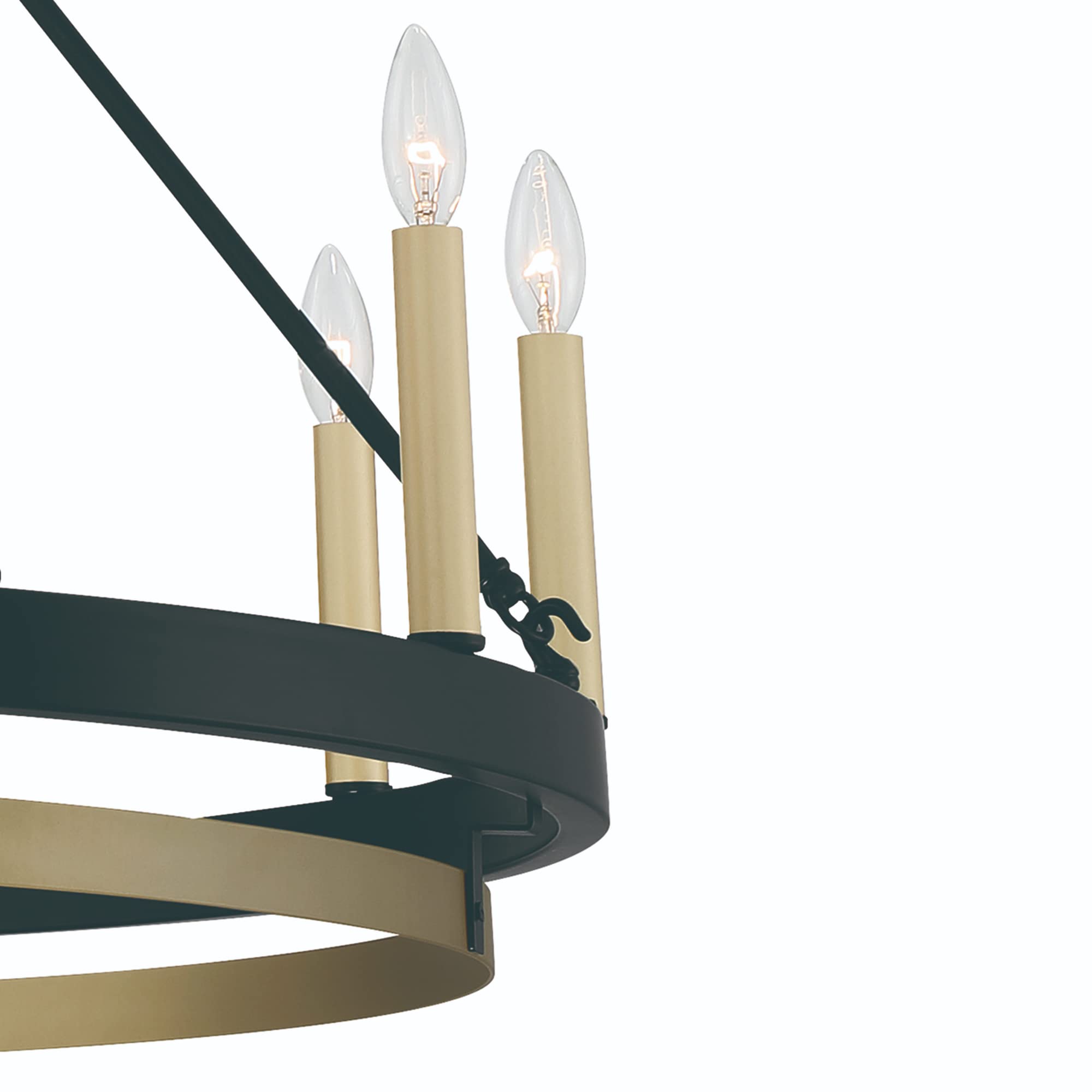 Vanity Art 12-Lights Candle Style Wagon Wheel Chandelier - Farmhouse Rustic Ceiling Light Fixture for Living Room, Kitchen, Dining Room - Black & Bronze Finish (10552TW-BK-BD) | Perfect for Country Homes, Barn Weddings & Cozy Restaurant Decor