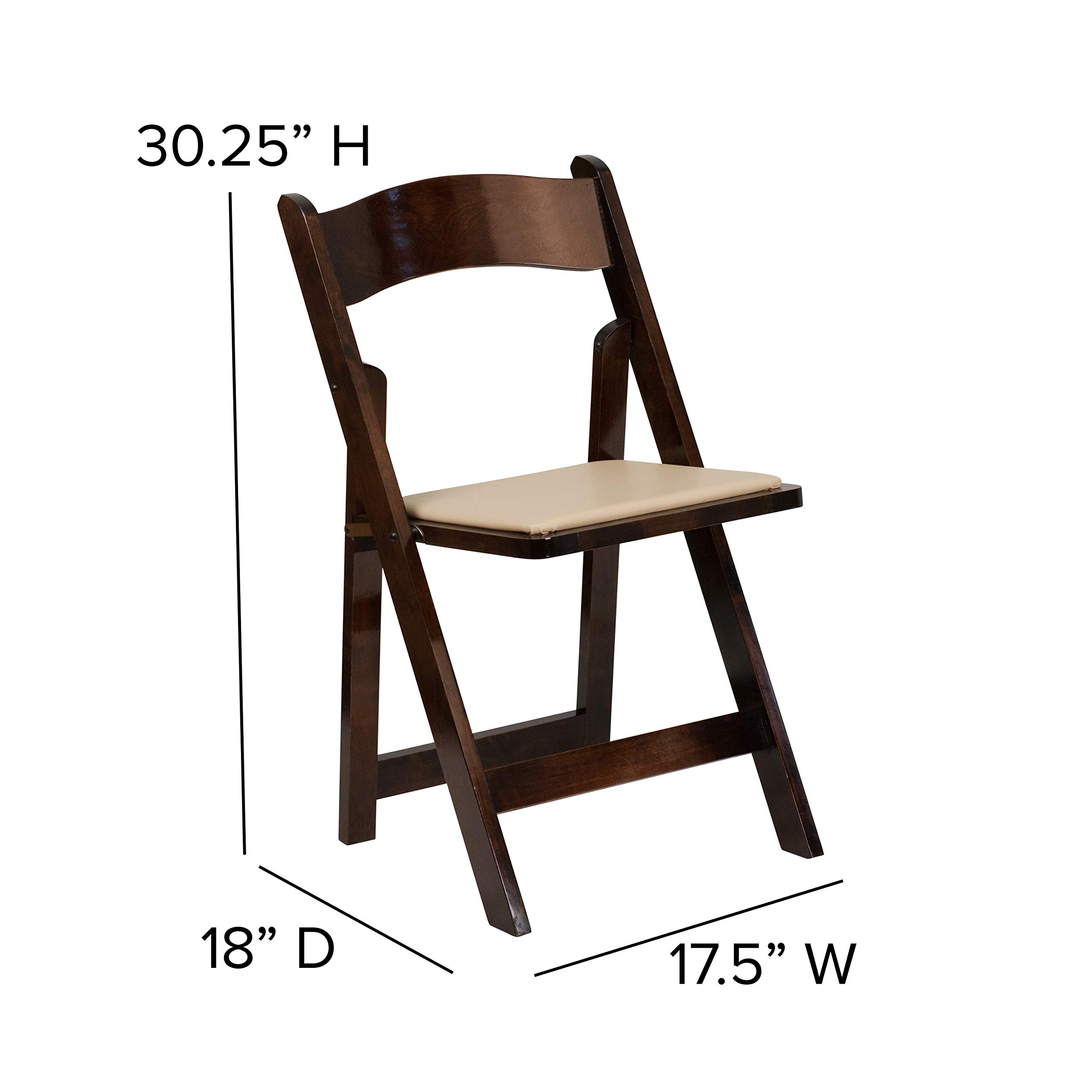 2 Pack Folding Chairs with Vinyl Padded Seat - Solid Fruitwood Frame for Indoor/Outdoor Use - Perfect for Patio, Garden, Picnic, Camping & Home Decor