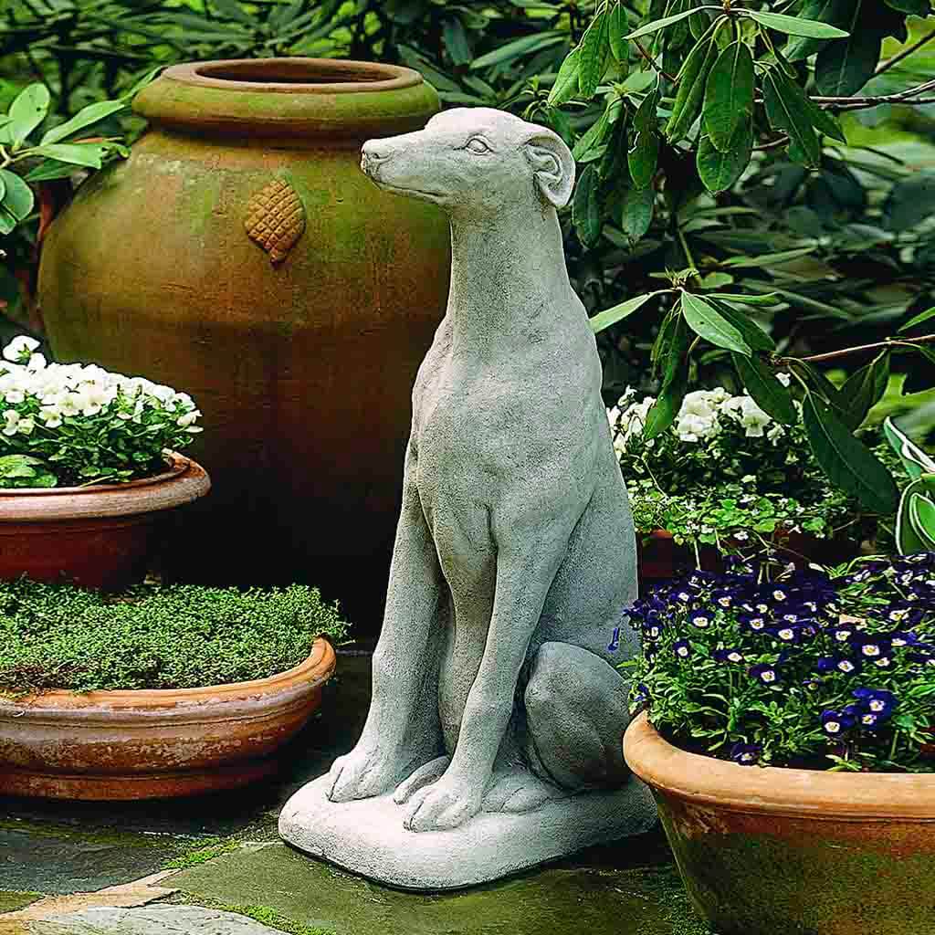 Campania International Greyhound Statue - Elegant Outdoor Garden Decor for Patio, Lawn & Home
