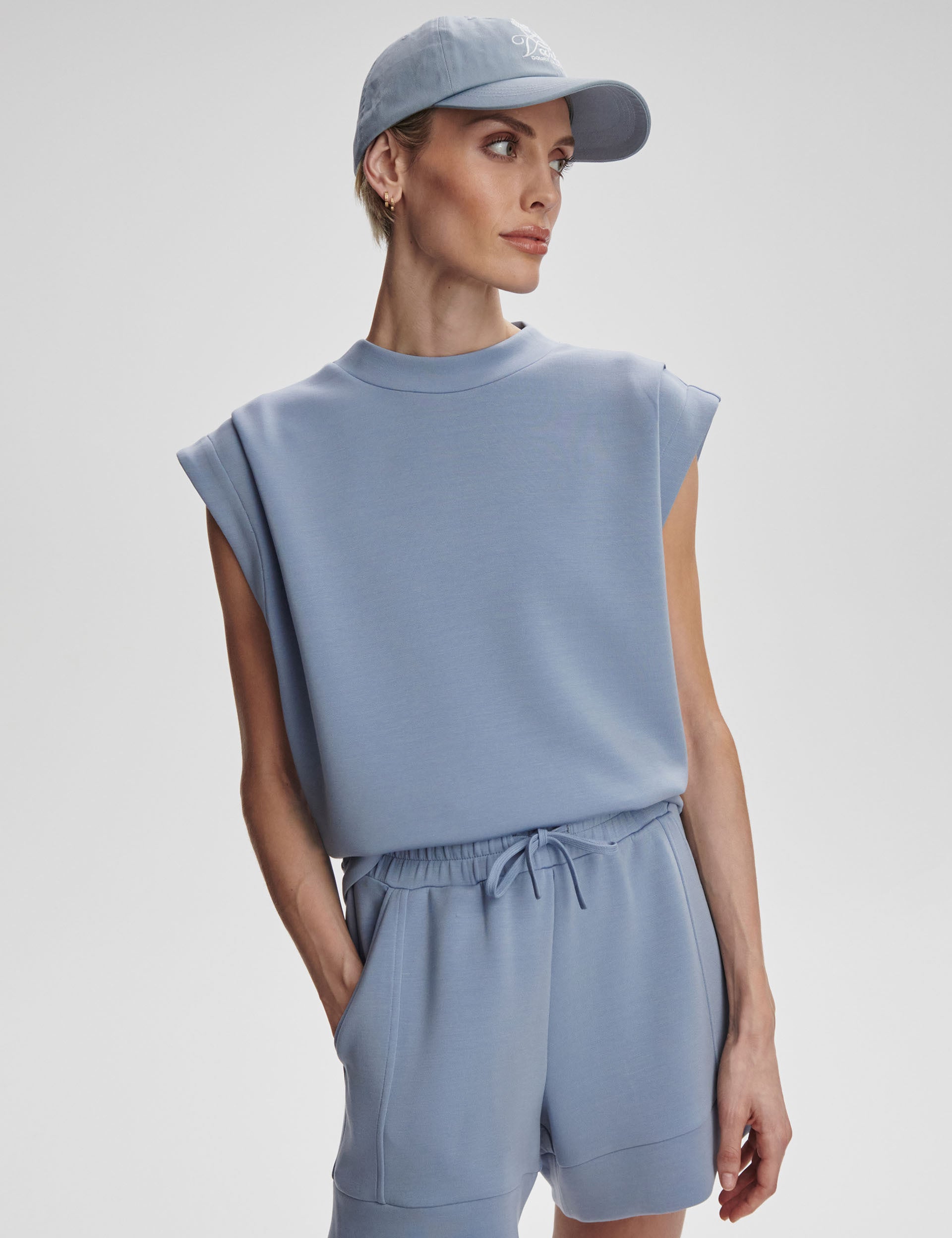 Otis Sleeveless Sweatshirt for Women - Lightweight Rain Blue Pullover for Gym, Yoga & Casual Wear