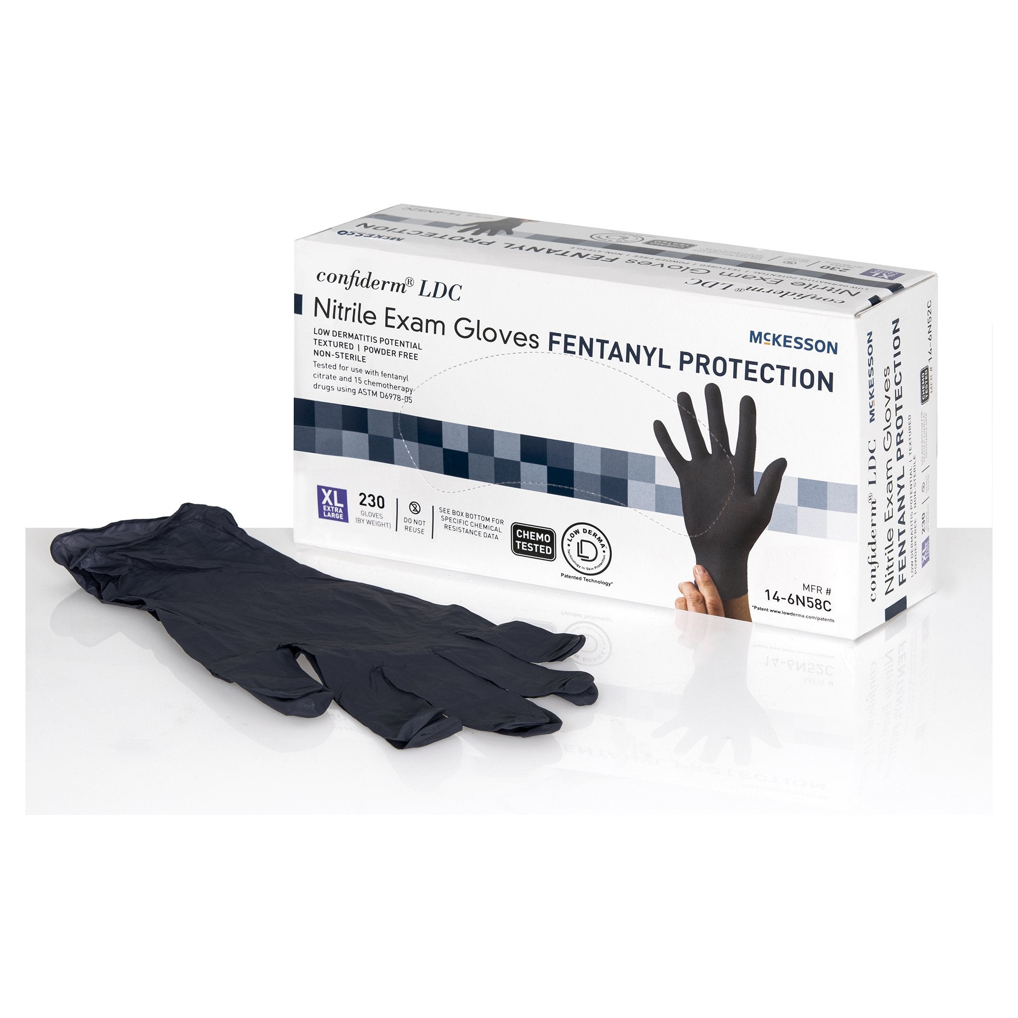 McKesson Confiderm® LDC Black Nitrile Exam Gloves - Latex-Free, Powder-Free Medical Gloves for Healthcare, Dental, Tattoo & Food Handling
