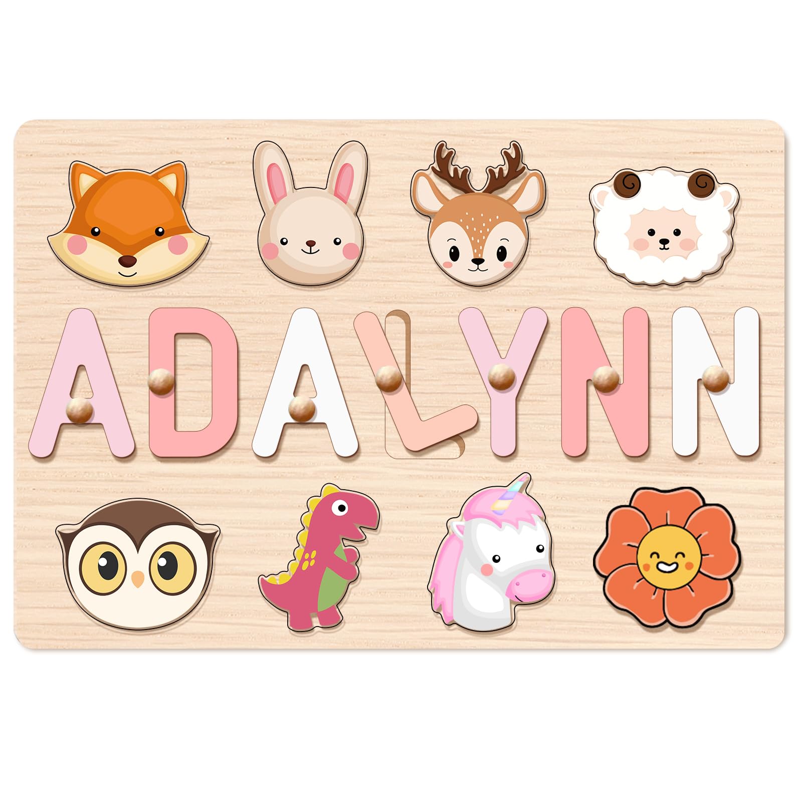 **Personalized Wooden Name Puzzle for Kids - Custom Baby Gift with Engraved Text, 1st Birthday Gift for Boys & Girls - Toddler Learning Toy (Ages 1-3) - Perfect for Nursery Decor, Early Education & Montessori Play**