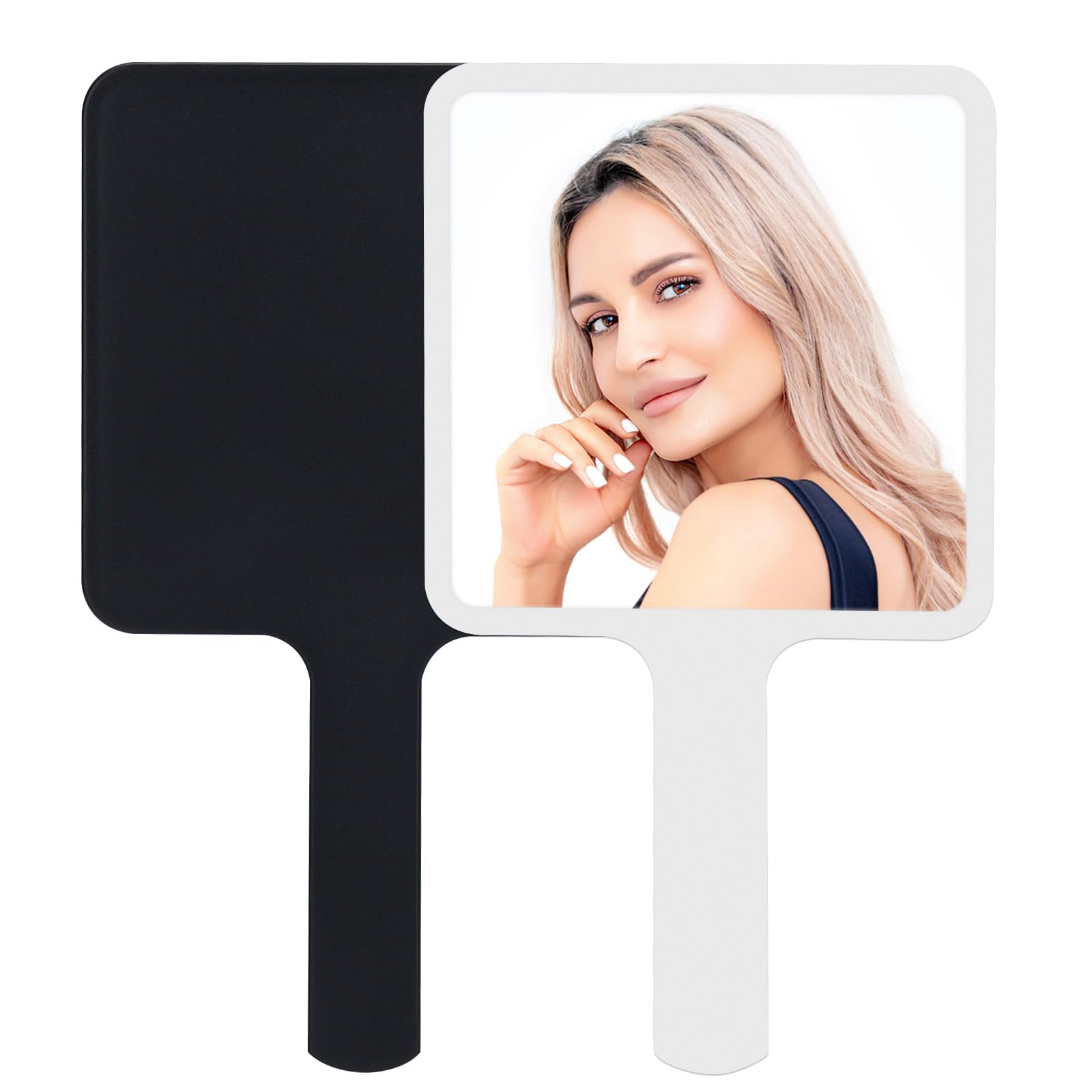 Portable Handheld Mirror 2 Pack - 6.3 x 3.5 Inch Compact Travel Mirror with Handle for Makeup, Shaving & Salon Use - Perfect for Home, Travel & Professional Beauty Kits