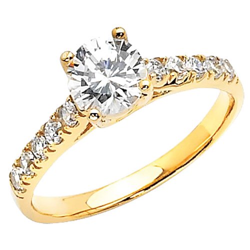 14K Yellow or White Gold Wedding Engagement Ring for Women - Elegant Solitaire Diamond Bridal Ring - Perfect for Proposals, Anniversaries, and Special Occasions