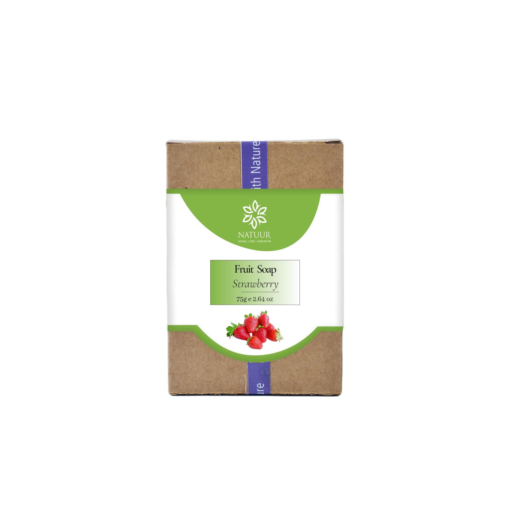 NATUUR Strawberry Fruit Soap 75g - Handmade Natural Soap with Fresh Strawberry Extract | Gentle, Refreshing & Moisturizing Body Soap | Perfect for Dry Skin Care, Gift Sets & Spa Relaxation