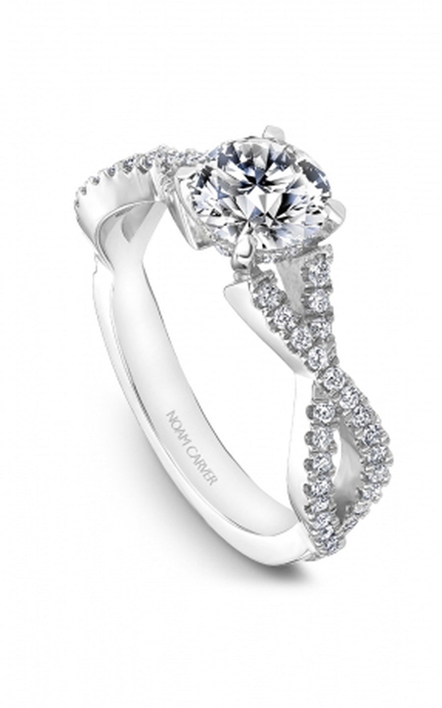 Noam Carver B522 01A Diamond Engagement Ring - 14K White Gold Bridal Wedding Band for Women, Perfect for Proposals & Anniversary Gifts