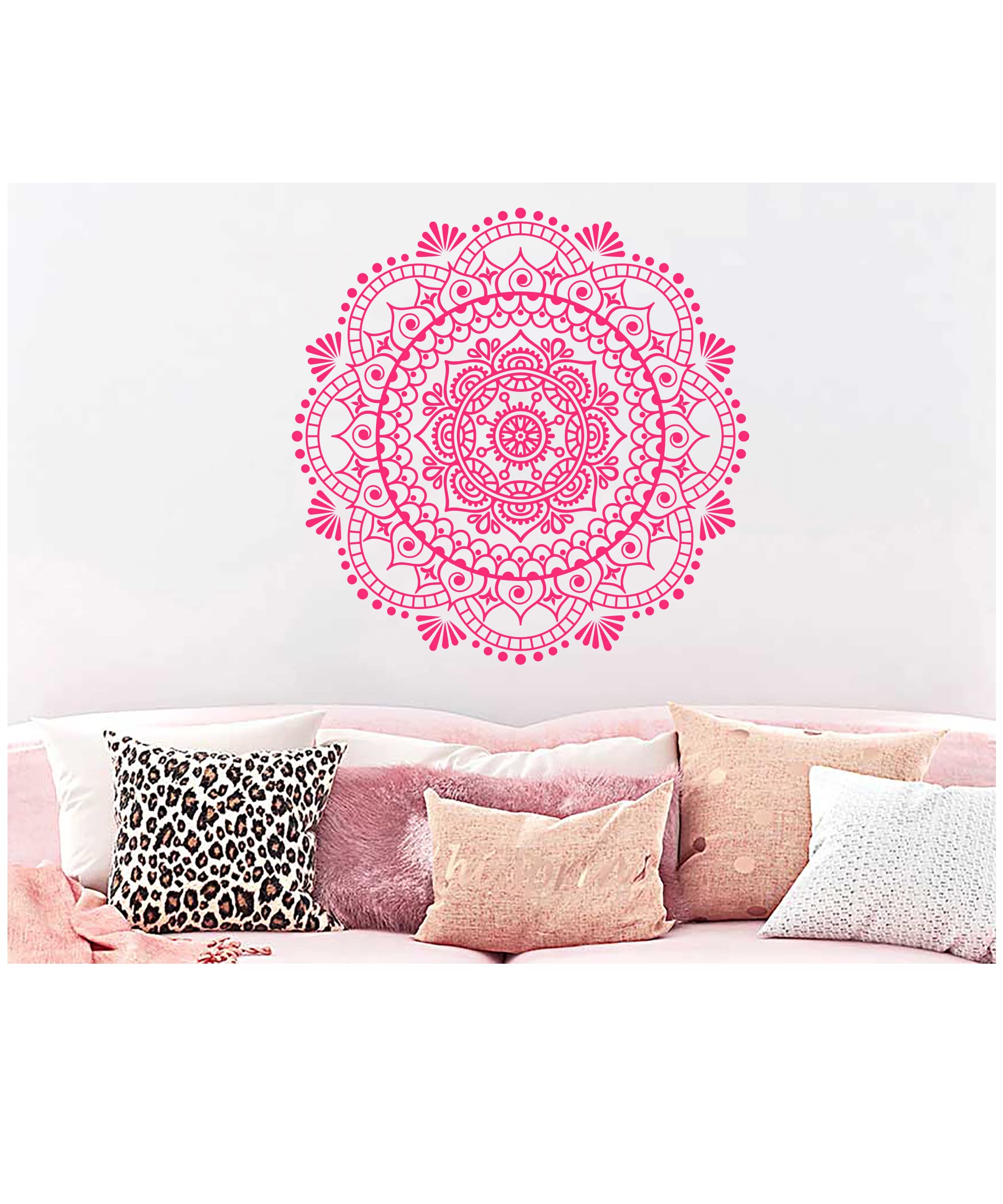 Mandala Wall Decal - Lotus Flower Vinyl Stickers for Home Decor | Namaste Wall Art & Mehndi Design | Bohemian Boho Bedroom Decor N14 - Perfect for Yoga Studios, Meditation Rooms & Spiritual Spaces