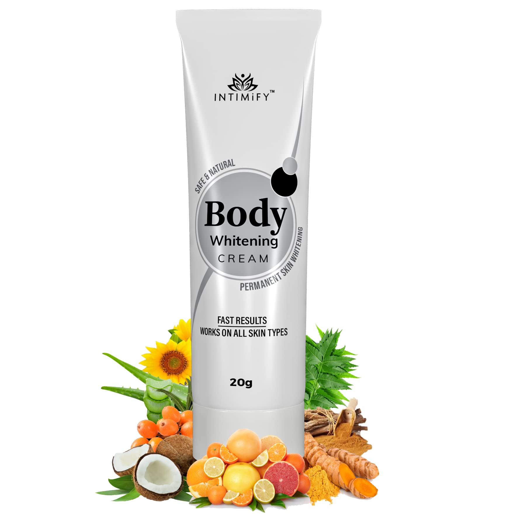 INTIMIFY Skin Whitening Body Lotion for Women with Kojic Acid & Glutathione - 20g Brightening Cream for Even Skin Tone | Perfect for Daily Moisturizing & Dark Spot Correction
