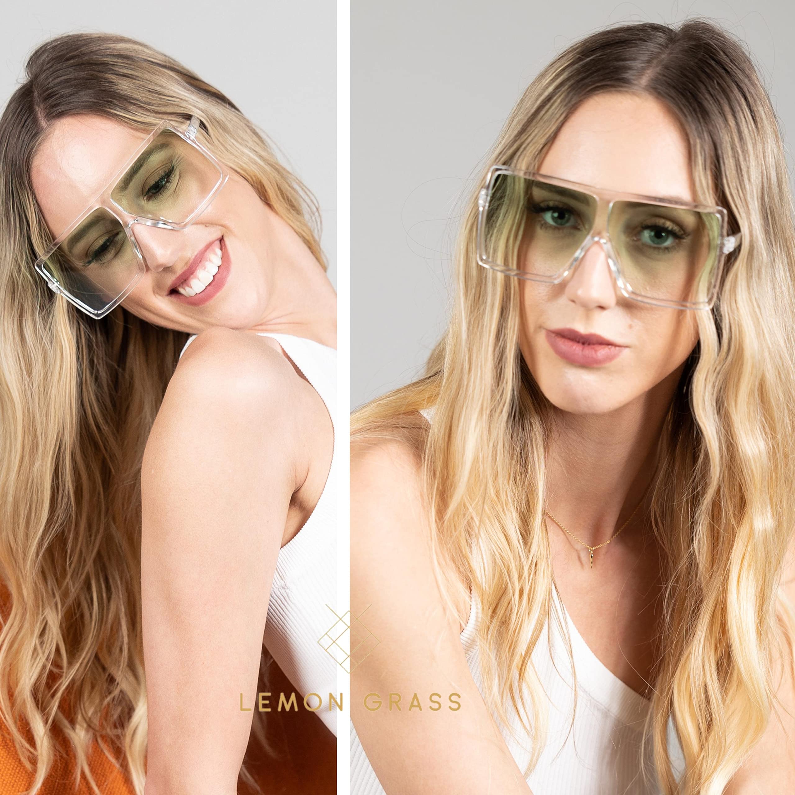 70mm Oversized Flat Top Sunglasses for Women & Men - UV400 Protection, Retro Square Frame, Fashionable Unisex Shades for Driving, Beach & Outdoor Activities