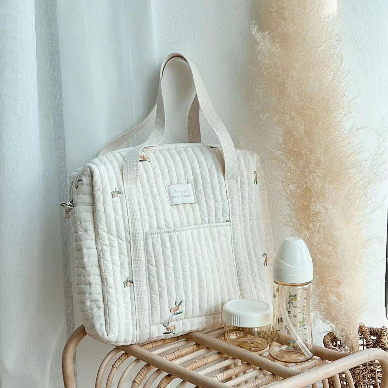 Stylish Large Capacity Diaper Bag Tote with Embroidery - Perfect for Baby Essentials, Travel & On-the-Go Parents