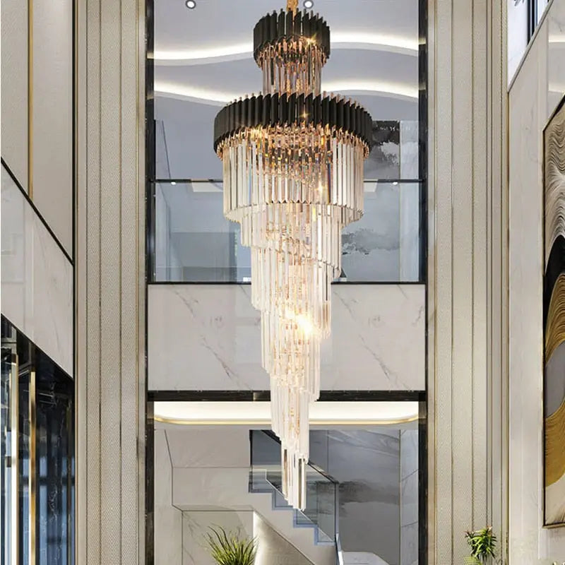 Olivia Crystal Modern Stair Chandelier - Elegant LED Lighting Fixture for Staircase, Hallway & Entryway | Dimmable Contemporary Home Decor